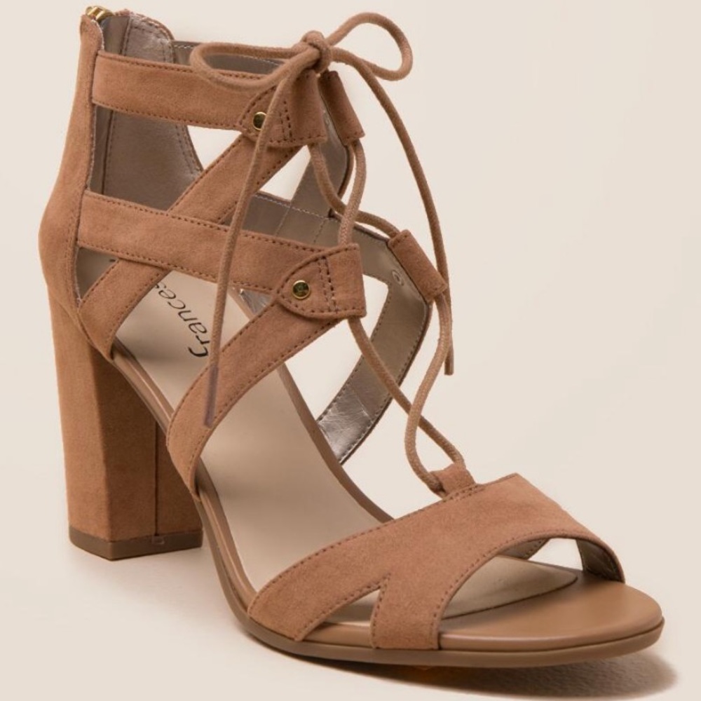 Francesca’s Eliza Lace Up Block Heels